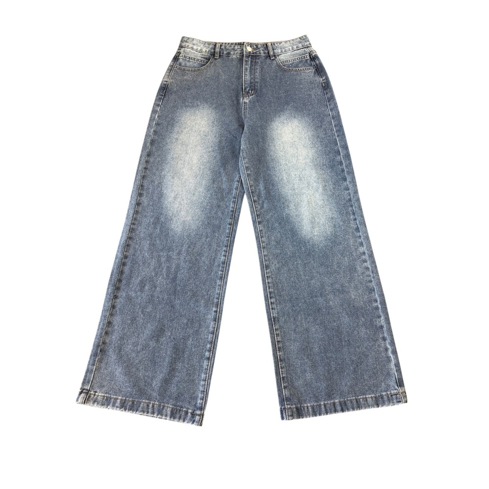 Emmiol  EM Hello Womens High Waisted Wide Leg Blue Jeans Baggy Denim Vintage NWT
